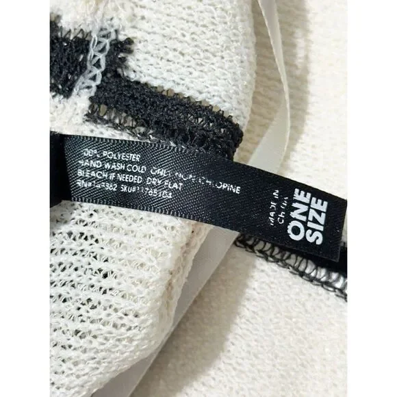 Torrid Striped Ruana Open Front Asymmetrical Kaftan Coverup Black White One Size - Picture 11 of 12